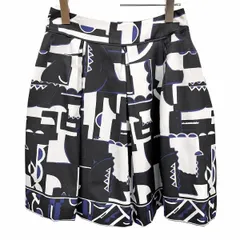 【中古】[印象A] BODY DRESSING Deluxe ボディドレッシング スカート レディース 36 ネイビー 紺×グレー系×黒 ポリ100%(裏地：キュプラ100%) サイドファスナー 少し薄手 フレア アート柄 総柄のサムネイル