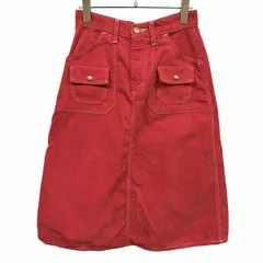 【中古】[印象AB] Wrangler ラングラー ブッシュスカート レディース S レッド系 赤系 綿×ポリ フロントファスナー コーデュロイ ロング ひざ下丈 裏地無し Aラインのサムネイル