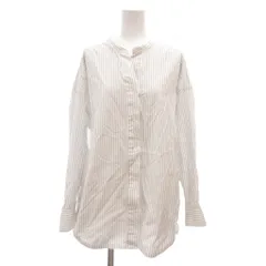 シップス エニィ SHIPS any 美品 シャツ 38 白 ホワイト ストライプ柄 バンドカラー 長袖 /NL ■GY58