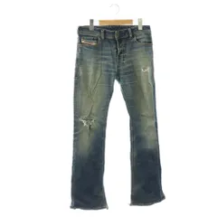 ディーゼル DIESEL デニムパンツ ジーンズ W28 青 ブルー ダメージ加工 ボタンフライ /BB ■GY59