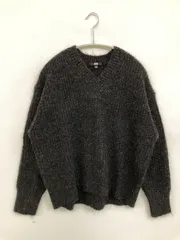 UNIQLO ユニクロ ニット/セーター M グレー 無地 ミドル丈 長袖 Vネック