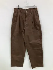 UNIQLO U ユニクロユー チノパンツ 24(61cm) ブラウン クロップド・半端丈 フルレングス コットン 無地 ワイド・ルーズ テーパード ハイウエスト