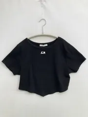 Chico チコ Tシャツ/カットソー 1 ブラック 無地 ワンポイント ショート丈 半袖 クルーネック(丸首)