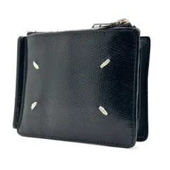 【無言で語る余白】　Maison Margiela　マネークリップ 二つ折り財布 4ステッチ コインケース カードケース レザー　ブラック