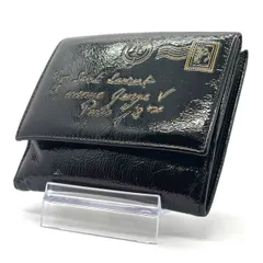 【パリの手紙を纏う】　Yves Saint Laurent　二つ折り財布 Yメール パテントレザー コンパクトウォレット 10カード Wホック　ブラック