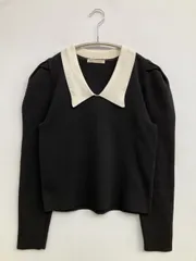 continuer de NICE CLAUP コンティニューデナイスクラップ ニット/セーター F ブラック 無地 ショート丈 長袖 Vネック