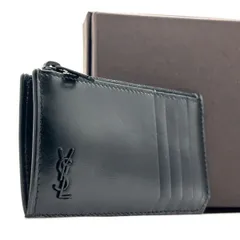 【ポケットに宿るYSL】　SAINT LAURENT　フラグメントケース カサンドラ YSLロゴ コインケース カードケース　ブラック