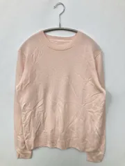 UNIQLO ユニクロ ニット/セーター ピンク カシミヤ 無地 ミドル丈 クルーネック(丸首) 長袖