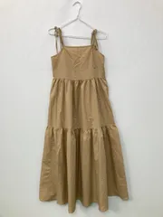 Louere ルエレ ワンピース M ベージュ 無地 袖なし ロング・マキシ丈 ティアード