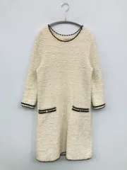 JUSGLITTY ジャスグリッティー ワンピース 1 アイボリー ナイロン ウール・ニット コットン 無地 半端袖 ひざ丈 フレア