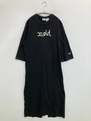 Champion チャンピオン ワンピース MEDIUM ブラック コットン 無地 ワンポイント ブランドロゴ 刺繍