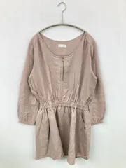 E hyphen world gallery イーハイフンワールドギャラリー チュニック F ベージュ コットン ストレッチ 無地 長袖 ショート・ミニ丈