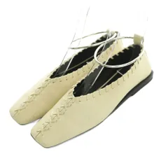 ジルサンダー JIL SANDER パンプス スクエアトゥ ローヒール アンクルリング 38 24.2cm アイボリー /MI ■OSのサムネイル