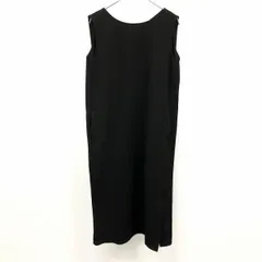 古着 PLST プラステ S レディース ノースリーブワンピース 裏地無し 後ろVネック 無地 左裾にスリット ロング ポリ×レーヨン ブラック 黒