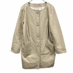 【中古】[印象AB] The Way of Chic Ray BEAMS レイビームス コート レディース 1 ベージュ 綿100% 若干薄手 ノーカラー 総裏地 無地 長袖 ボタン留めのサムネイル