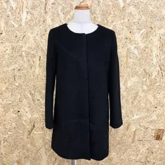 【中古】[印象BC] BEAUTY＆YOUTH UNITED ARROWS - M レディース ノーカラ―コート 裏地付き ボタン留め フライフロント 長袖 ウール×アンゴラ ブラック 黒