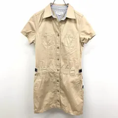 【中古】[印象AB] TOMMY GIRL トミーガール シャツワンピース レディース M ベージュカーキ 綿100% 裏地無し チノ サファリ ボタン留め スキッパー オープンカラーのサムネイル