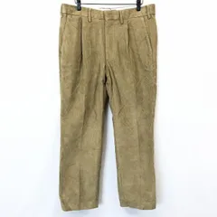 【中古】[印象A] ランズエンド LANDS END コーデュロイ パンツ 1タック テーパード 無地 ジップフライ ロング 綿100% 85 イエローブラウン系 茶系 メンズ