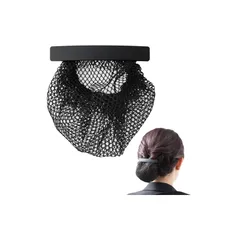 【新品】 【美人髪KOEIDO】シニヨン ネット付き 一文字 バレッタ お団子ネット 簡単 シンプルで使いやすい （マットブラック） (マットブラック×網タイプ) 1