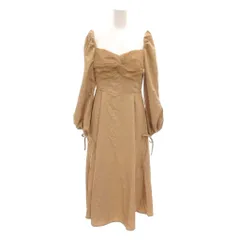 1 SUN ワンピース ロング丈 M 茶 ブラウン スクエアネック 長袖 パフスリーブ /NL ■GY60