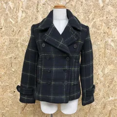 【中古】[印象BC] LOWRYS FARM ローリーズファーム レディース M グリーン×イエロー 緑×黄 ピ―コート Pコート チェック柄 裏地付き 長袖 アウターのサムネイル