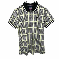 【中古】[印象AB] ADMIRAL GOLF アドミラル ゴルフ ポロシャツ レディース M ブラック 黒×黄×白 ポリエステル×ポリウレタン ポケット無し グレンチェック 半袖 ロゴ刺繍のサムネイル