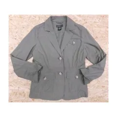 【中古】[印象B] Eddie Bauer エディーバウアー レディース サイズ2 カーキ・グリーン系 シャツ生地 テーラードジャケット 長袖 無地 センターベントのサムネイル
