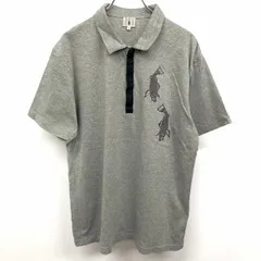 【中古】[印象AB] TK ティーケー ポロシャツ / カットソー メンズ 4 ヘザーグレー 綿100% コットン Tシャツ生地 和柄 鯉の刺繍(ラメ糸) フライフロント 半袖のサムネイル