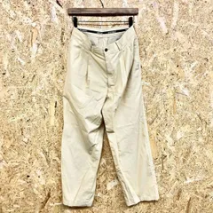 【中古】[印象BC] Croccodile クロコダイル メンズ くすみクリームイエロー系 綿100% 薄手 パンツ テーパード 2タック 右ヒップにロゴ ロング ジップフライのサムネイル