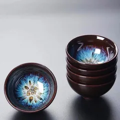 美しい　可愛い窯変 天目抹茶碗　ぐい呑 茶道具 窯変 碗 天目 茶碗 茶器　6客 サイズ約7cm