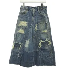 デニム＆ダンガリー DENIM & DUNGAREE スカート ブルー パッチワーク ダメージ加工 ロング丈 /NP ■ECB001