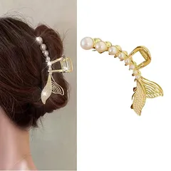 【新品】 HAPVITAL 髪飾り ヘアクリップ 大きめ しっかりとまる バンスクリップ へあくりっぷ 髪留め クリップ かみどめ クリップ オフィス 大人 女性 通勤 ヘアアクセサリー 人気 韓国 (全列パール仕様)