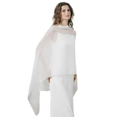 【新品】 [BEAUTELICATE] ストール 軽量 透け感 多機能 プルオン オフィス/冷房対策/通勤/ウェディング/旅行/リゾート/コンサート対応 アイボリー 0