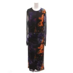 カレンミレン KAREN MILLEN ロングワンピース 長袖 パワーネット シアー 花柄 M 黒 ブラック 紫 パープル オレンジ /YJ ■GY19のサムネイル
