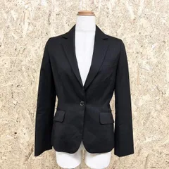 【中古】[印象B] LE SOUK ルスーク レディース 38 ブラック 黒 ウール53%×ポリエステル45%×ポリウレタン2%（裏地：ポリエステル100%） テーラードジャケット ピンストライプ 長袖 総裏地 ウール×ポリエステル×ポリウレタンのサムネイル