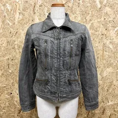 【中古】[印象B] COMME CA ISM コムサイズム レディース L ベージュ掛かったグレー 綿100% デニムジャケット ジップ留め 両胸ポケット 長袖 無地のサムネイル