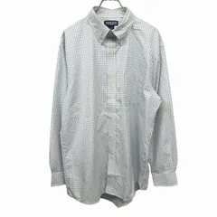 【中古】[印象A] LANDS END ランズエンド ボタンダウンシャツ メンズ [15 1/2-32] ブルー×イエロー×ホワイト 青×黄×白 綿100% 胸ポケット付き チェック 大きいサイズ感 長袖のサムネイル