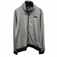 古着 ティゴラ 薄手 ジャケット ストレッチ 裏地無し 長袖 ポリ100%(本体：コーティング等樹脂加工) M 杢グレー 杢グレー×黒×グレー メンズ