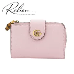 ✨Sランク・箱,保存袋.ショップカード付き✨　GUCCI ミニ財布　マーモント　ダブルG バンブー　GG　ライトピンク　竹