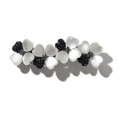 【新品】 [TIGLOSS] バレッタ ヘアアクセサリー 結婚式 お呼ばれ 小さめ パール 髪留め 髪飾り 和装 ヘアピン ヘアクリップ まとめ髪 おしゃれ 大人（ブルーブラック） 0