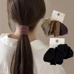 【新品】 【跡がつかない】ヘアゴム 髪ゴム 8本セット おしゃれ 高弾性 シンプル 無地 韓国風 柔らかい 切れない 頭が痛くない ヘアリング 髪留め お団子ゴム 簡約 エレガント レディース 大人 黒 ファクション 茶色 小物 上品（ブラック+ブラウン） 1