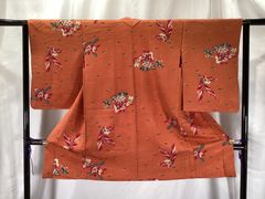 振袖/美品/正絹/ピンク/手毬と花/パールトーン加工/仕立上がり/適応