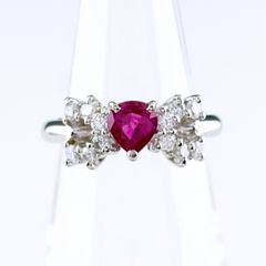 0.841ct ハートシェイプダイヤモンド ルビー プラチナリング - メルカリ