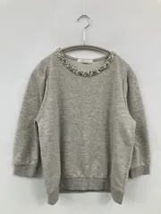 LOWRYS FARM ローリーズファーム スウェット M グレー スウェット コットン 裏起毛 無地 ビジュー 長袖