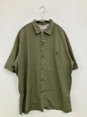 GLOBAL WORK グローバルワーク シャツ/ブラウス L カーキ 無地 ワンポイント ミドル丈 半袖 レギュラーカラー