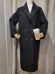 送料込み#新品 レディース ロングコート アウター ブラック 黒 ボタン ジャケット V