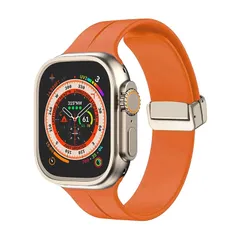 【新品】 MoreanBelt Moran コンパチブル 49mm 45mm 44mm 42mm 41mm 40mm 38mm 磁気吸引バックル・強力な磁バンド、シリコン スポーツ ストラップ 交換用リストバンド 長さ調整可能 柔らかい 通気 防汗 iWatc