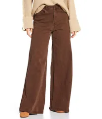 スカイズアブルー レディース ボトムス カジュアルパンツ ワイドレッグ パンツ コットン Skies Are Blue High Rise Wide Leg Cotton Twill Pants Brown ブラウン