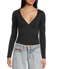 アーバンアウトフィッターズ レディース トップス Tシャツ BDG Urban Outfitters Taime Long Sleeve TShirt Black ブラックのサムネイル