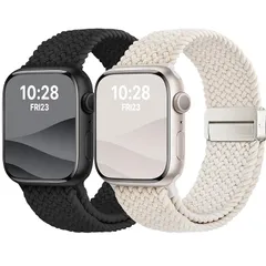 【新品】 【2枚入り】 for Apple Watch バンド 49mm 46mm 45mm 44mm 42mm 編み込み アップルウォッチ バンド ナイロン 交換ベルト 伸縮性 金属磁気バックル 強力マグネット iWatch Ultra3 Ultra2  0